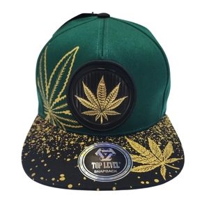 Top Level Gold Leaf Snapback Adjustable Streetwear Cap Green One Size NWT